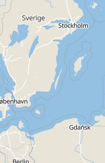 Översiktskarta som visar hela Sverige med en markör som visar ungefär var händelsen inträffat