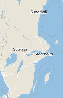 Översiktskarta som visar hela Sverige med en markör som visar ungefär var händelsen inträffat