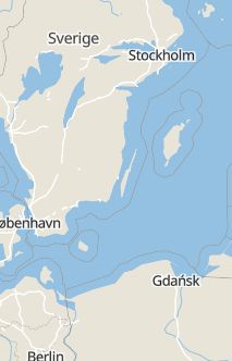 Översiktskarta som visar hela Sverige med en markör som visar ungefär var händelsen inträffat