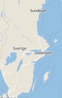 Översiktskarta som visar hela Sverige med en markör som visar ungefär var händelsen inträffat