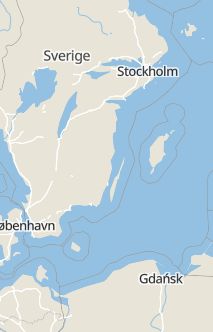 Översiktskarta som visar hela Sverige med en markör som visar ungefär var händelsen inträffat