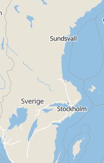Översiktskarta som visar hela Sverige med en markör som visar ungefär var händelsen inträffat