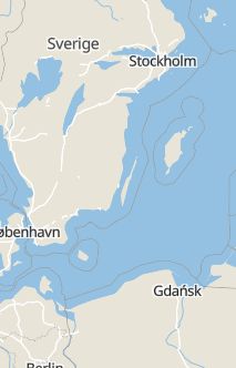 Översiktskarta som visar hela Sverige med en markör som visar ungefär var händelsen inträffat