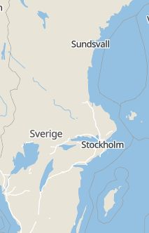 Översiktskarta som visar hela Sverige med en markör som visar ungefär var händelsen inträffat