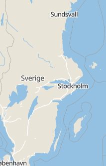 Översiktskarta som visar hela Sverige med en markör som visar ungefär var händelsen inträffat