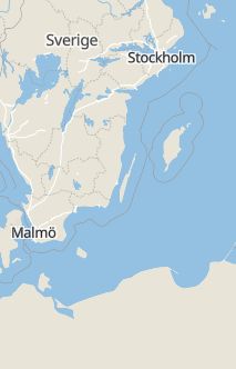 Översiktskarta som visar hela Sverige med en markör som visar ungefär var händelsen inträffat