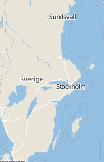 Översiktskarta som visar hela Sverige med en markör som visar ungefär var händelsen inträffat