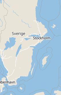 Översiktskarta som visar hela Sverige med en markör som visar ungefär var händelsen inträffat
