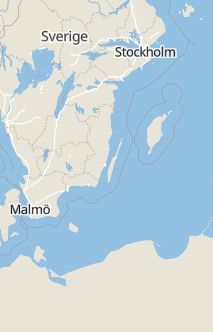 Översiktskarta som visar hela Sverige med en markör som visar ungefär var händelsen inträffat