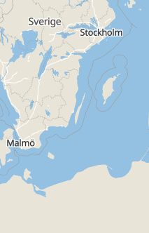 Översiktskarta som visar hela Sverige med en markör som visar ungefär var händelsen inträffat