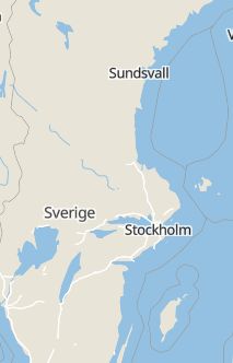 Översiktskarta som visar hela Sverige med en markör som visar ungefär var händelsen inträffat