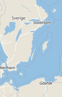 Översiktskarta som visar hela Sverige med en markör som visar ungefär var händelsen inträffat