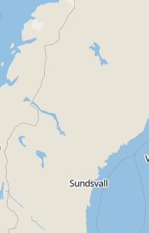 Översiktskarta som visar hela Sverige med en markör som visar ungefär var händelsen inträffat