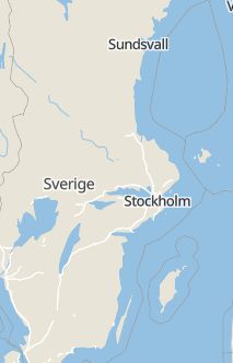 Översiktskarta som visar hela Sverige med en markör som visar ungefär var händelsen inträffat