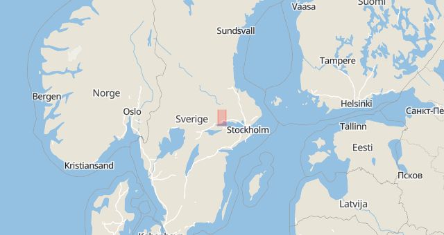 Karta som med röd fyrkant ramar in Skultuna, Västerås, Västmanlands län