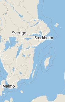 Översiktskarta som visar hela Sverige med en markör som visar ungefär var händelsen inträffat