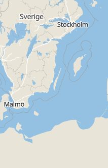 Översiktskarta som visar hela Sverige med en markör som visar ungefär var händelsen inträffat