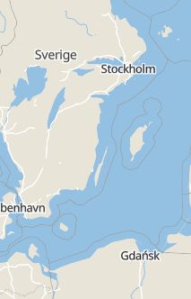 Översiktskarta som visar hela Sverige med en markör som visar ungefär var händelsen inträffat