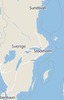Översiktskarta som visar hela Sverige med en markör som visar ungefär var händelsen inträffat
