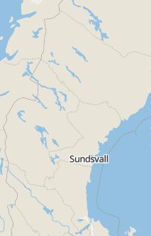 Översiktskarta som visar hela Sverige med en markör som visar ungefär var händelsen inträffat