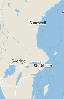 Översiktskarta som visar hela Sverige med en markör som visar ungefär var händelsen inträffat