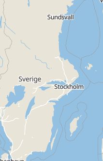 Översiktskarta som visar hela Sverige med en markör som visar ungefär var händelsen inträffat