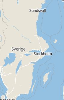 Översiktskarta som visar hela Sverige med en markör som visar ungefär var händelsen inträffat