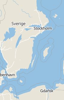 Översiktskarta som visar hela Sverige med en markör som visar ungefär var händelsen inträffat