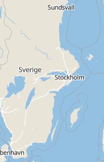 Översiktskarta som visar hela Sverige med en markör som visar ungefär var händelsen inträffat