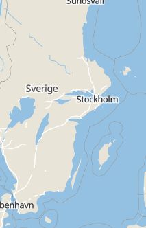 Översiktskarta som visar hela Sverige med en markör som visar ungefär var händelsen inträffat