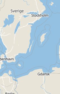 Översiktskarta som visar hela Sverige med en markör som visar ungefär var händelsen inträffat