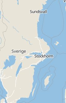 Översiktskarta som visar hela Sverige med en markör som visar ungefär var händelsen inträffat