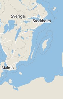 Översiktskarta som visar hela Sverige med en markör som visar ungefär var händelsen inträffat