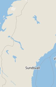Översiktskarta som visar hela Sverige med en markör som visar ungefär var händelsen inträffat