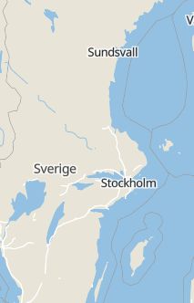 Översiktskarta som visar hela Sverige med en markör som visar ungefär var händelsen inträffat