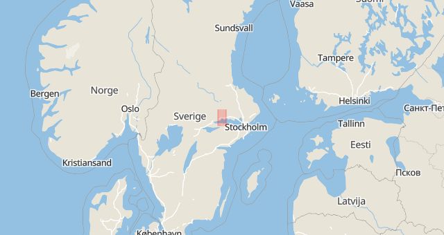 Karta som med röd fyrkant ramar in Gideonsberg, Västerås, Västmanlands län