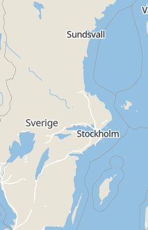 Översiktskarta som visar hela Sverige med en markör som visar ungefär var händelsen inträffat