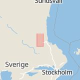 Karta som med röd fyrkant ramar in Kungsforsvägen, Sandviken, Gävleborgs län