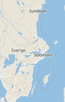 Översiktskarta som visar hela Sverige med en markör som visar ungefär var händelsen inträffat