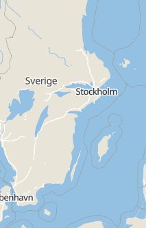 Översiktskarta som visar hela Sverige med en markör som visar ungefär var händelsen inträffat