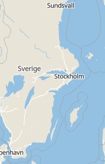 Översiktskarta som visar hela Sverige med en markör som visar ungefär var händelsen inträffat