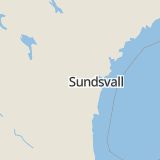 Karta som med röd fyrkant ramar in Stöde, Sundsvall, Västernorrlands län