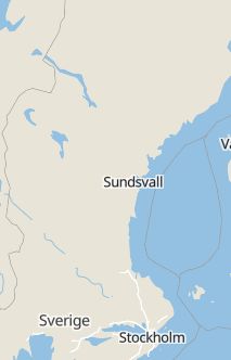Översiktskarta som visar hela Sverige med en markör som visar ungefär var händelsen inträffat