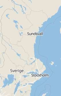 Översiktskarta som visar hela Sverige med en markör som visar ungefär var händelsen inträffat