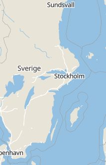 Översiktskarta som visar hela Sverige med en markör som visar ungefär var händelsen inträffat