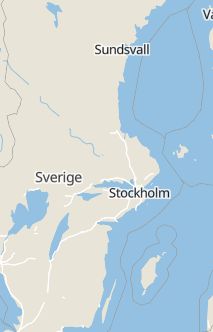Översiktskarta som visar hela Sverige med en markör som visar ungefär var händelsen inträffat