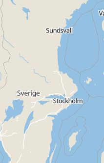 Översiktskarta som visar hela Sverige med en markör som visar ungefär var händelsen inträffat