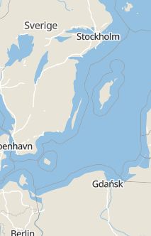 Översiktskarta som visar hela Sverige med en markör som visar ungefär var händelsen inträffat