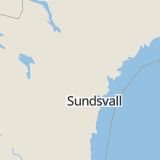 Karta som med röd fyrkant ramar in Sundsvall, Västermalm, Stöde, Sollefteå, Tybränn, Järkvissle, Raholmsvägen, Västernorrlands län