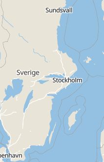 Översiktskarta som visar hela Sverige med en markör som visar ungefär var händelsen inträffat